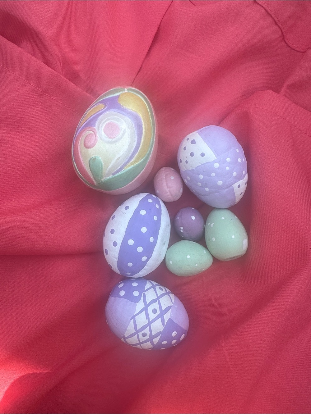 Hand-Painted Pastel Decorative Eggs - Lavender, Mint & Pink